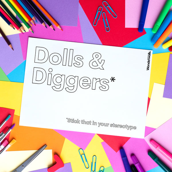 Dolls & Diggers (colouring sheet)