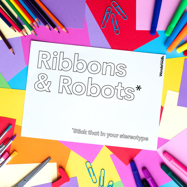 Ribbons & Robots (colouring sheet)