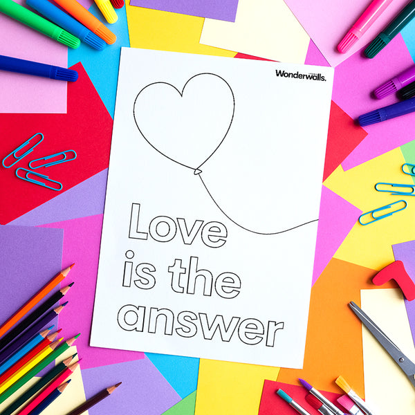 Love Is The Answer (colouring sheet)