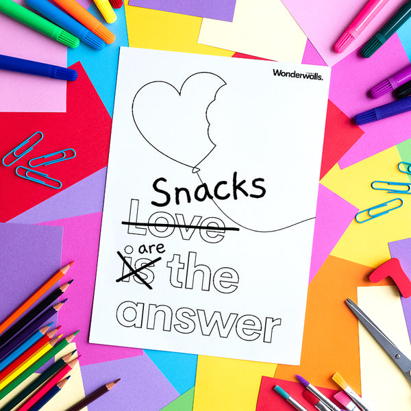 Snacks Are The Answer (colouring sheet)
